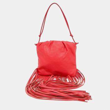 Pre Owned Bottega Veneta Red Leather Fringe Shoulder Bag