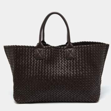 Pre Owned Bottega Veneta Brown Intrecciato Leather Limited Edition 337/500 Cabat Tote 