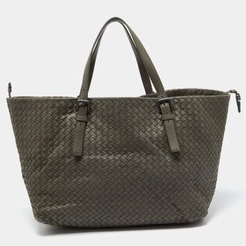 Pre Owned Bottega Veneta Grey Intrecciato Leather Large Cesta Tote