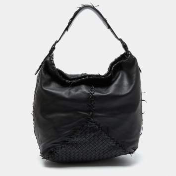 Pre Owned Bottega Veneta Black Leather Hobo 