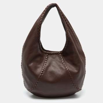 Pre Owned Bottega Veneta Brown Cervo Leather Hobo 