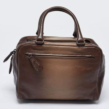 Pre Owned Bottega Veneta Brown Ombre Leather Brera Bowler Bag