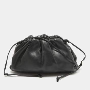 Pre Owned Bottega Veneta Black Leather Mini The Pouch Bag