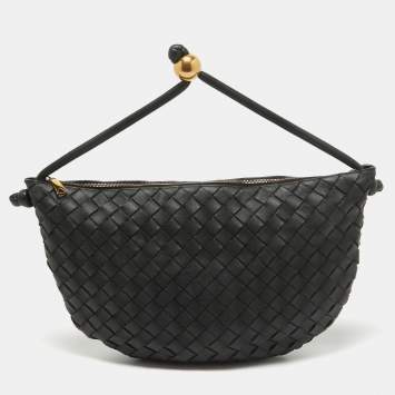 Pre Owned Bottega Veneta Black Intrecciato Leather Medium Turn Pouch