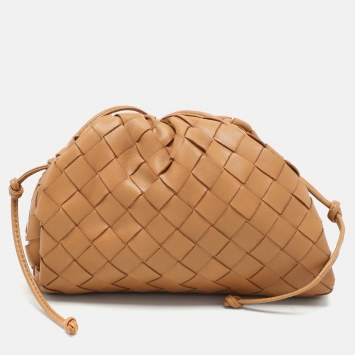 Pre Owned Bottega Veneta Brown Intrecciato Leather The Pouch Shoulder Bag