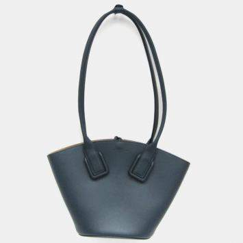 Pre Owned Bottega Veneta Navy Blue Leather Small Basket Tote Bag