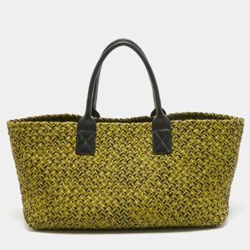 Pre Owned Bottega Veneta Green/Black Intrecciato Leather Limited Edition 302/750 Cabat Tote