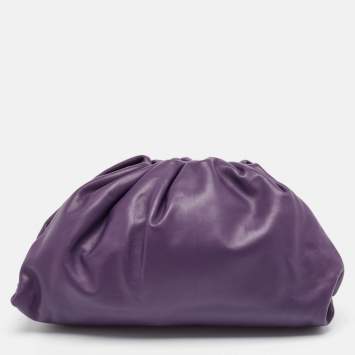 Pre Owned Bottega Veneta Purple Leather Leather Teen Pouch 