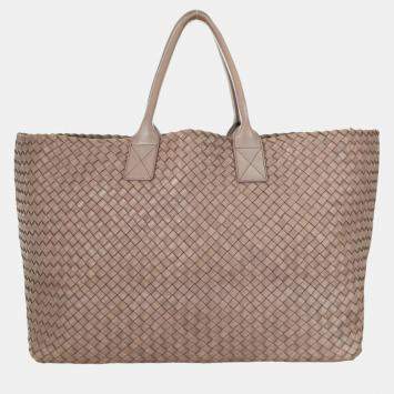Pre Owned Bottega Veneta Brown Classic Intrecciato Large Cabat Bag