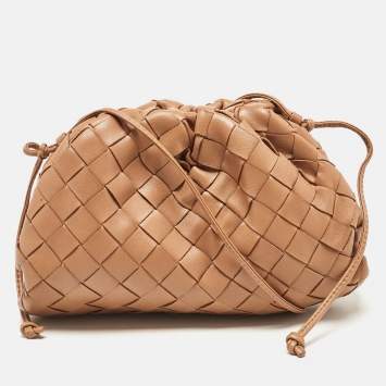 Pre Owned Bottega Veneta Brown Intrecciato Leather Mini The Pouch Bag