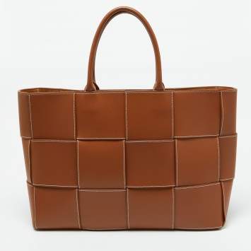 Pre Owned Bottega Veneta Brown Leather Large Arco Tote