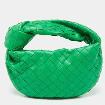 Pre Owned Bottega Veneta Green Leather Mini Jodie Hobo