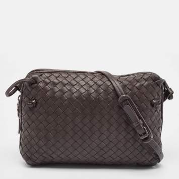 Pre Owned Bottega Veneta Dark Brown Leather Nodini Crossbody Bag