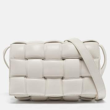 Pre Owned Bottega Veneta White Padded Leather Cassette Shoulder Bag