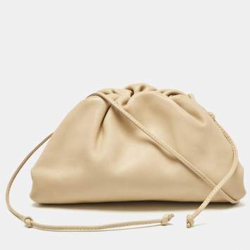 Pre Owned Bottega Veneta Cream Leather Mini The Pouch Bag