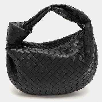 Pre Owned Bottega Veneta Black Intrecciato Leather Teen Jodie Hobo