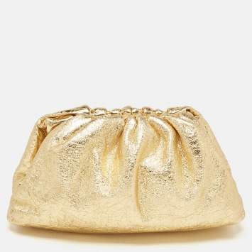 Pre Owned Bottega Veneta Gold Leather Teen The Pouch