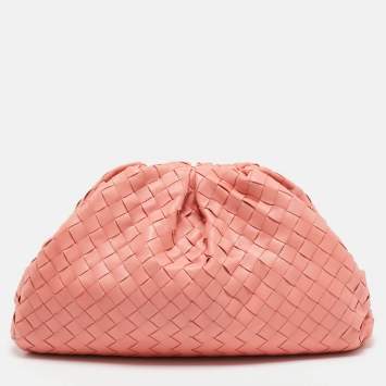 Pre Owned Bottega Veneta Peach Intrecciato Leather Classic The Pouch