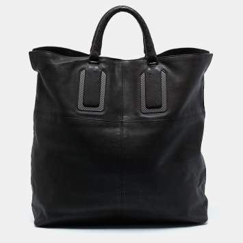 Pre Owned Bottega Veneta Choco Brown Leather Oversized Tote