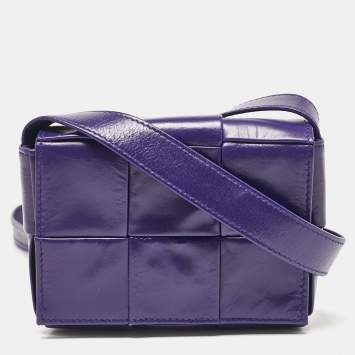 Pre Owned Bottega Veneta Purple Intrecciato Leather Mini Candy Cassette Crossbody Bag