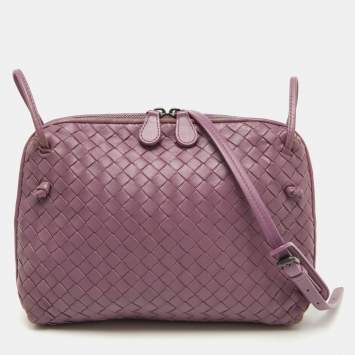 Pre Owned Bottega Veneta Mauve Purple Intrecciato Leather Nodini Shoulder Bag