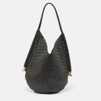 Pre Owned Bottega Veneta Black Intrecciato Leather Medium Solstice Hobo