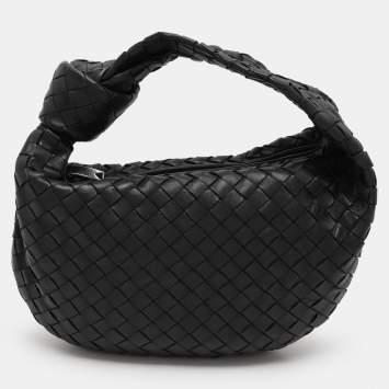 Pre Owned Bottega Veneta Black Intrecciato Leather Teen Jodie Hobo