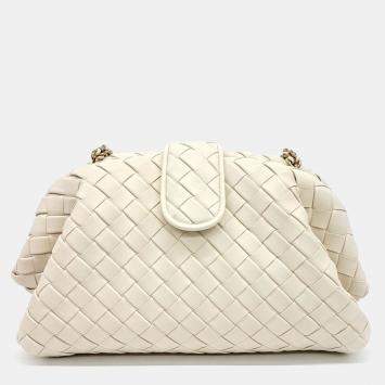 Pre Owned Bottega Veneta Ivory Leather Lauren 1980 Clutch Bag