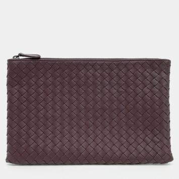 Pre Owned Bottega Veneta Intrecciato Leather Pouch