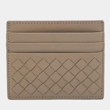 مملوكة مسبقًا Bottega Veneta Beige Intrecciato Leather Card Holder