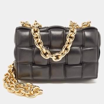 Pre Owned Bottega Veneta Black Padded Leather Cassette Chain Bag