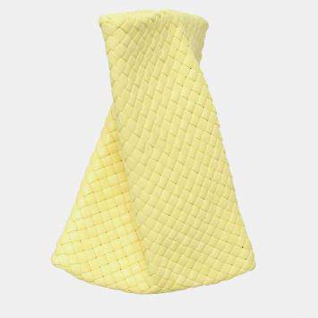 Pre Owned Bottega Veneta Yellow Leather Intrecciato Criss Cross Clutch