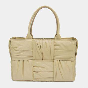 Pre Owned Bottega Veneta Beige Leather Arco Tote Bag