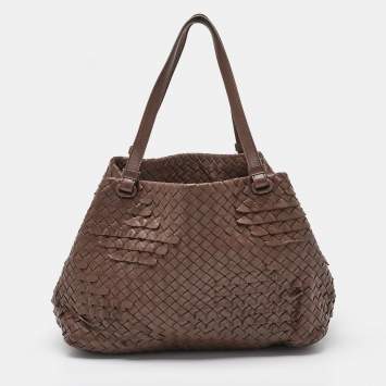 Pre Owned Bottega Veneta Dark Brown Intrecciato Leather Cesta Tote