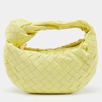 Pre Owned Bottega Veneta Light Yellow Intrecciato Leather Mini Jodie Bag