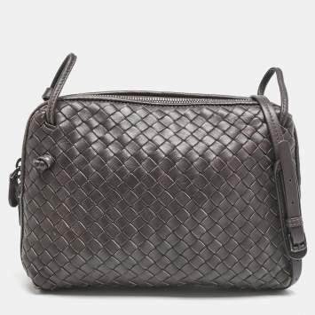 Pre Owned Bottega Veneta Mauve Intrecciato Leather Nodini Crossbody Bag