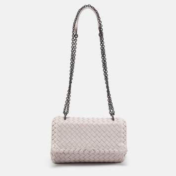 Pre Owned Bottega Veneta Light Lilac Intrecciato Leather Small Olimpia Shoulder Bag