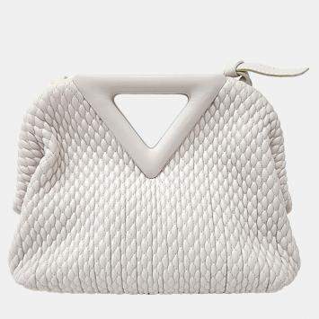 Pre Owned Bottega Veneta White Leather Point Bag