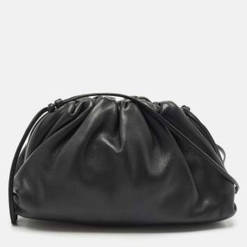 Pre Owned Bottega Veneta Black Leather Small The Pouch Clutch
