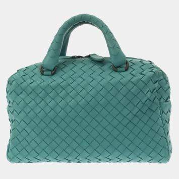 Pre Owned Bottega Veneta Blue Intrecciato Satchel