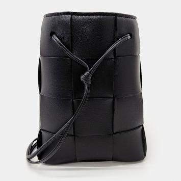 Bottega Veneta Black Leather Cassette Bucket Bag