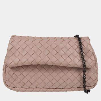 Pre Owned Bottega Veneta Pink Intrecciato Crossbody Bag