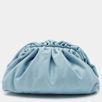 Pre Owned Bottega Veneta Light Blue Leather Classic The Pouch Clutch