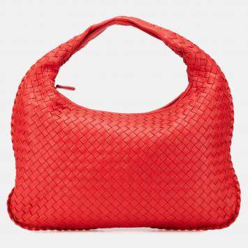Bottega Veneta Red Small Nappa Intrecciato Veneta Hobo