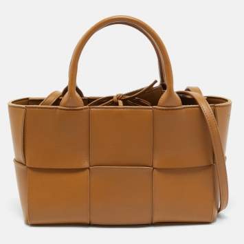 Bottega Veneta Brown Intreccio Leather Mini Arco Tote