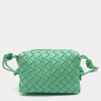 Bottega Veneta Green Leather Mini Loop Camera Bag