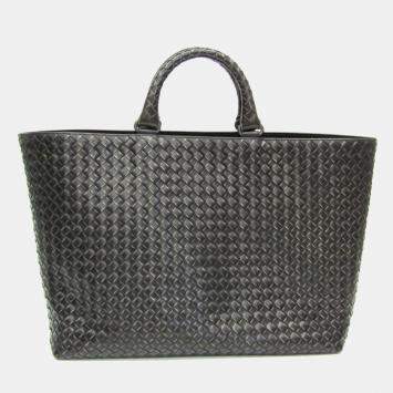 Bottega Veneta Intrecciato Leather Handbag Black