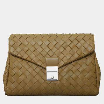 Bottega Veneta Intrecciato Flap Push-lock Clutch Bag