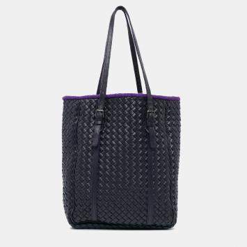 Pre Owned Bottega Veneta Black Leather Intrecciato Tote
