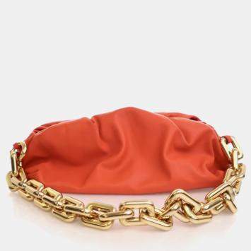 Pre Owned Bottega Veneta The Chain Pouch Calfskin Leather Clutch